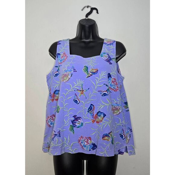 Fresh Produce Fish Tank Top Size Large Purple  Resort Vacation Beachy - Picture 1 of 5